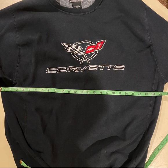 Corvette Sweatshirt Men’s XXL Black Crewn Pullover Embroidered Chevrolet Vintage - Picture 3 of 5